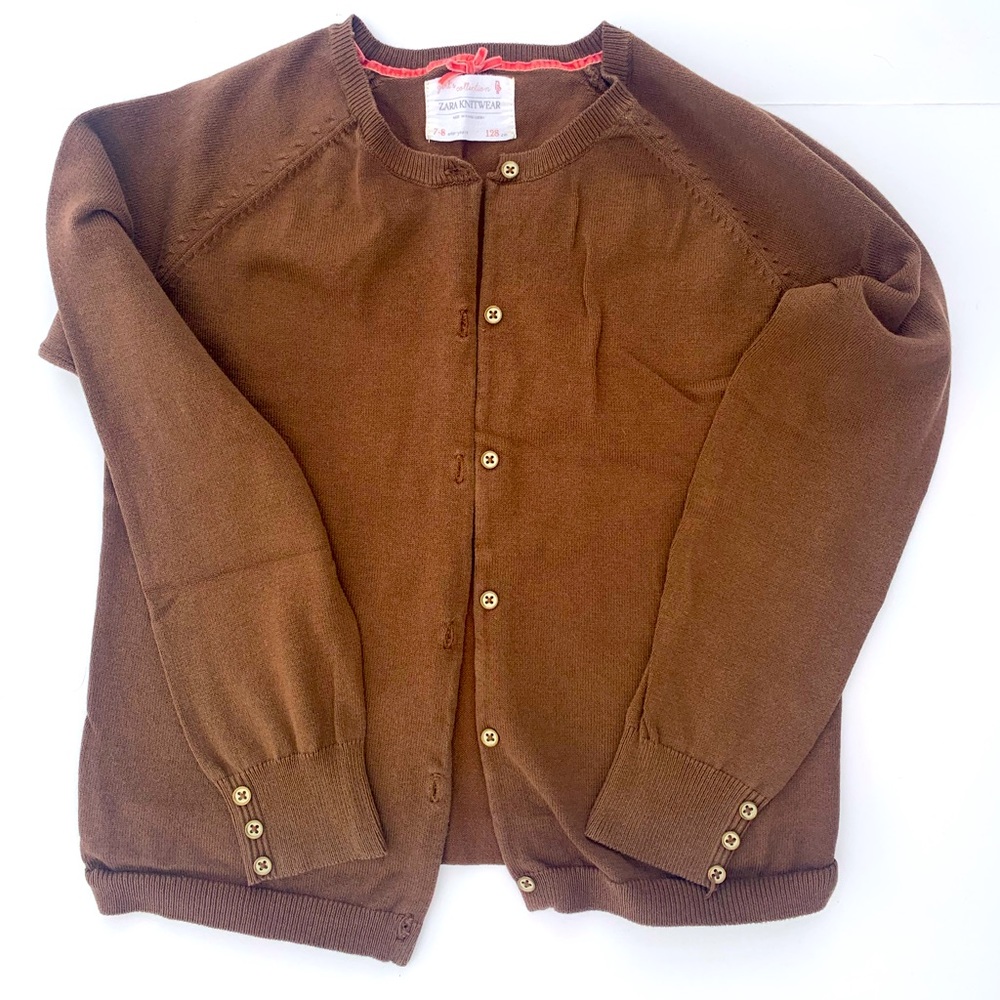 Girls brown cotton cardigan